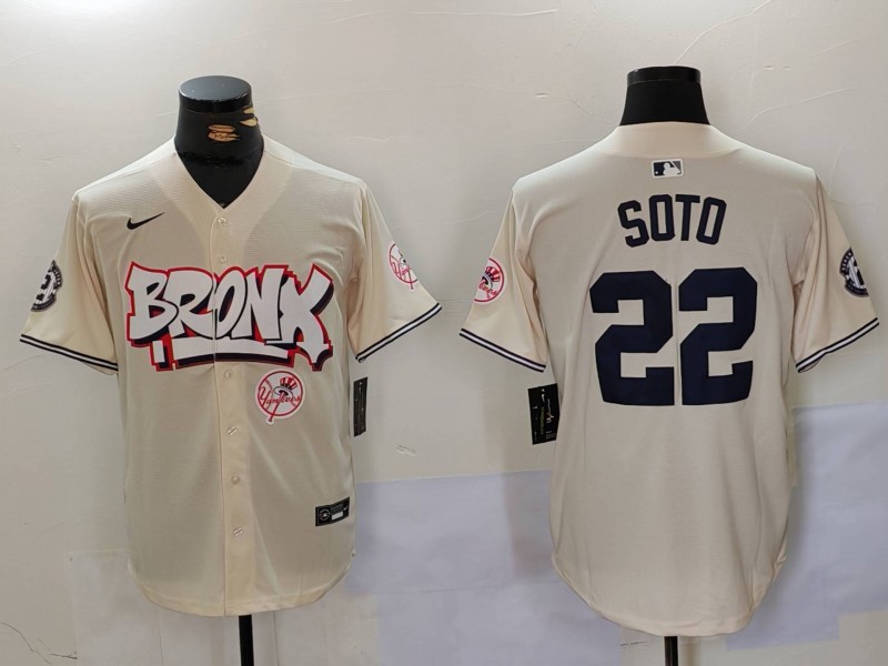 Men New York Yankees #22 Soto Cream joint name 2024 Nike MLB Jersey style 3->new york yankees->MLB Jersey